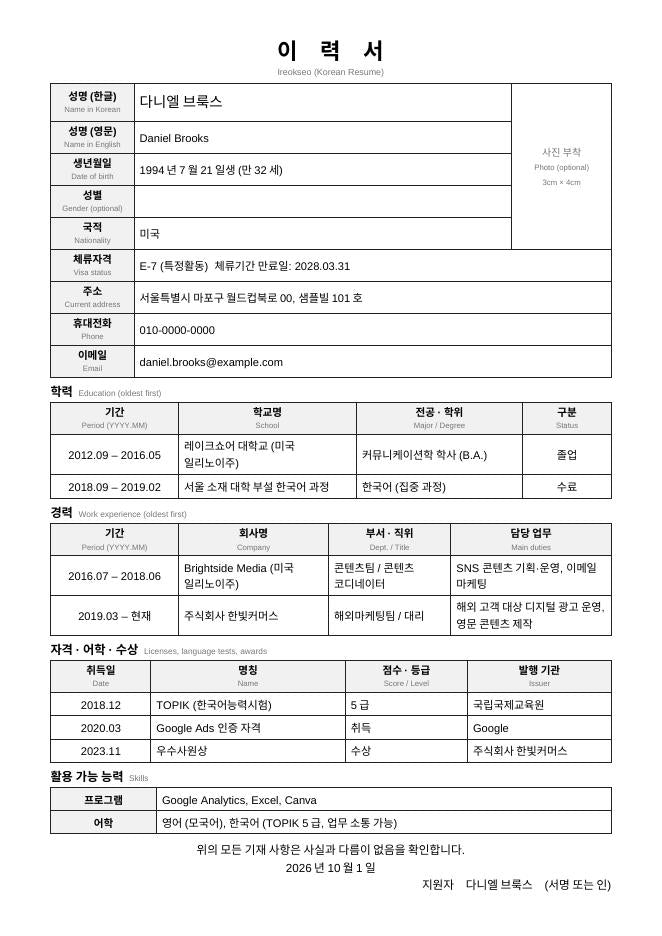 Korea Resume Kit | Korean Resume, Career Description & Self-Introduction Templates