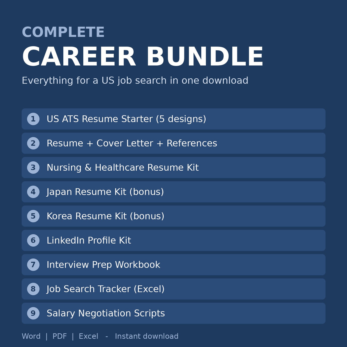 Complete Career Bundle | 9 Job Search Kits: Resume, LinkedIn, Interview, Salary