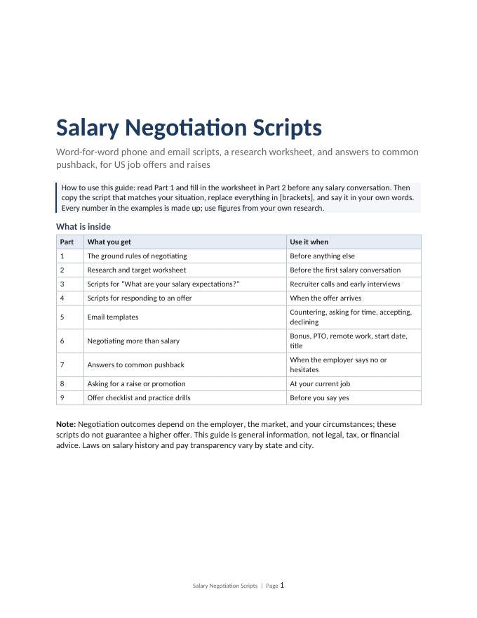 Salary Negotiation Scripts | Email & Phone Templates for Job Offers and Raises