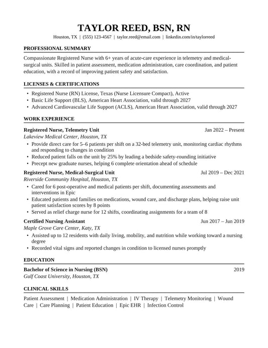 Nursing Resume Templates for RN, LPN & CNA | New Grad Friendly + Phrase Bank