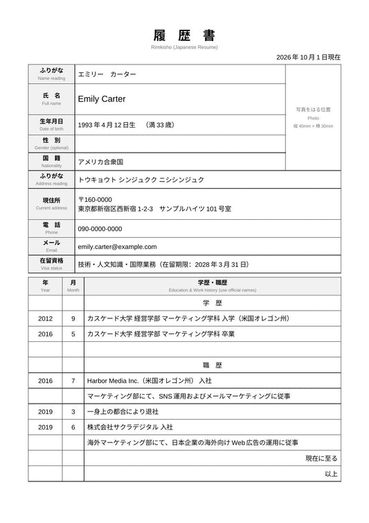 Japan Resume Kit | Rirekisho & Shokumu Keirekisho Templates with English Guide